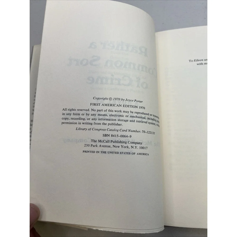 1970‎ Rather a Common Sort of Crime by Joyce Porter First 1st Edition